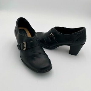Earth Origins Margaret Leather Buckle Slip On Ankle Booties Shoes Black‎ Size 7